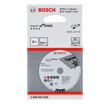 Disco corte Expert Inox 76x10x1mm 5pç Ref. 2608601520 Bosch