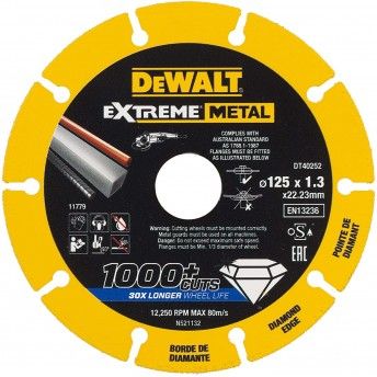 Disco de corte com a borda diamantado Extreme Metal 125x1.3x22.3 milímetros ref.DT40252-QZ DEWALT