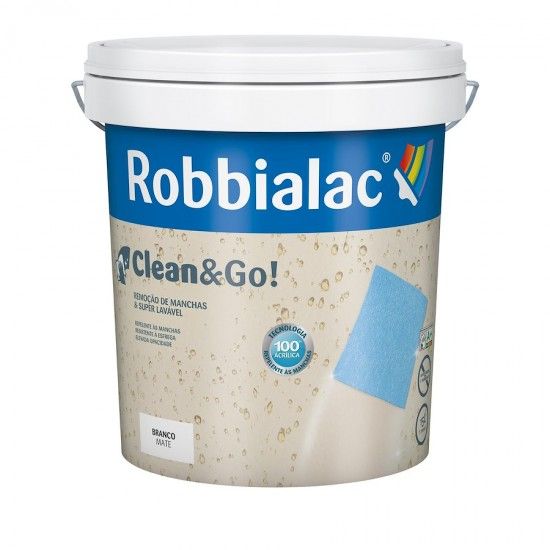 Tinta Clean & Go Branco Mate 15L 100% acrilica 232-0001 ROBBIALAC