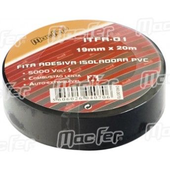 Fita isoladora PVC  MacFer ITFR-01 19mm 20m preta ref. 040.0070 MACFER