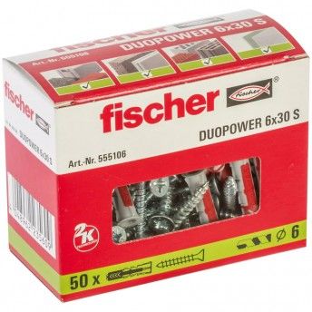 Duopower Bucha + parafuso 6x30 S (50pç) Ref. 555106 Fischer