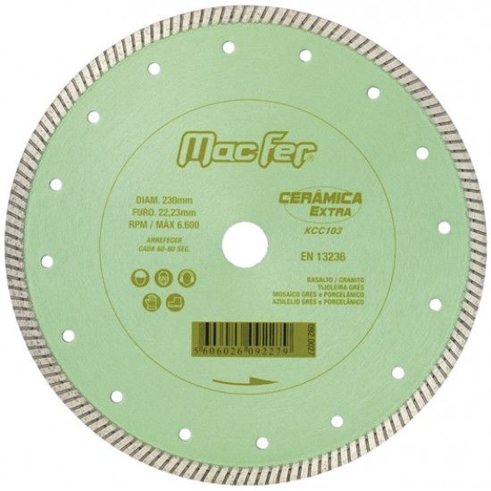 Disco diam. MacFer Cermica Extra KCC103 230mm ref. 092.0027 MACFER