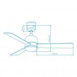 Ventoinha de teto modelo savu. cor cromo escovado. potncia: 60w lminas: 115cm com controle remoto