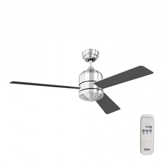 Ventoinha de teto modelo savu. cor cromo escovado. potncia: 60w lminas: 115cm com controle remoto