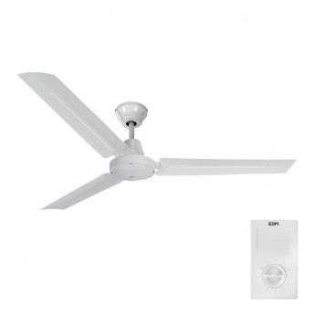 Ventoinha de teto mini industrial. cor branco potncia: 60w lminas: 120cm com controlador de pared