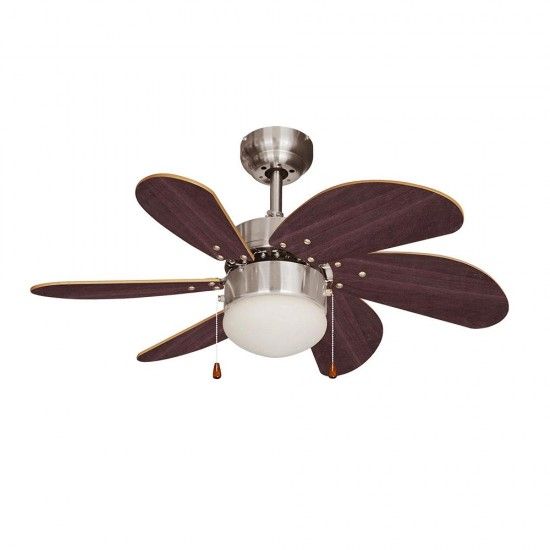 Ventoinha de teto modelo aral. cor wengue/cetim nquel potncia: 50w lminas: 76cm ref. 33984 EDM