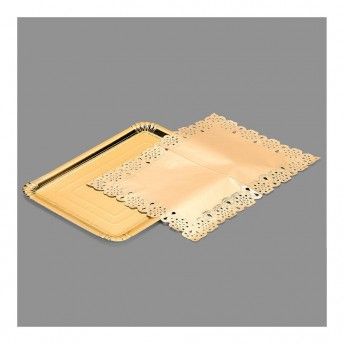 Saco com 1 travessa retangulares com papel decorativo ouro 25x34cm ref. 77184 BEST PRODUCTS