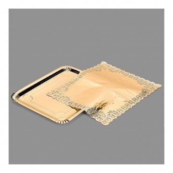 Saco com 1 travessa retangulares com papel decorativo ouro 31x38cm ref. 77185 BEST PRODUCTS