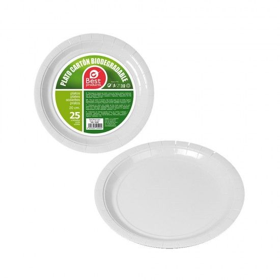 Pack con 25 unid. prato branco papelo 20cm green ref. 77024 BEST PRODUCTS