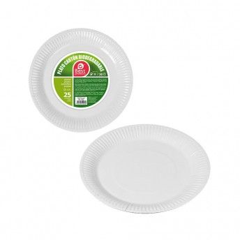 Pack con 25 unid. prato branco papelo 23cm green ref. 77025 BEST PRODUCTS