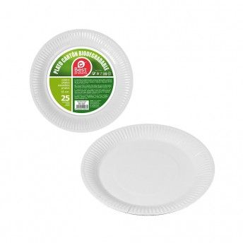 Pack con 25 unid. prato sobremesa branco papelo 18cm green ref. 77023 BEST PRODUCTS