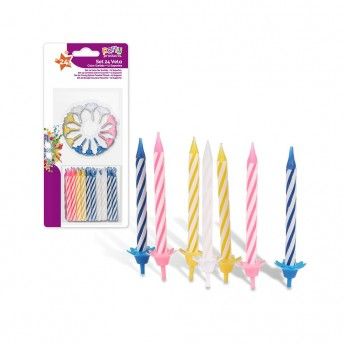 Pack com 24 unid. velas+12 suportes cores sortidas party ref. 77036 BEST PRODUCTS