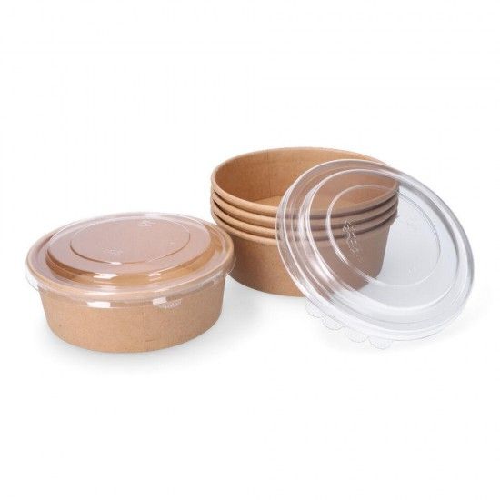 Embalagem carto biodegradvel redonda para salada com tampa 500cc (5 unid.) ref. 77369 BEST PRODUCT