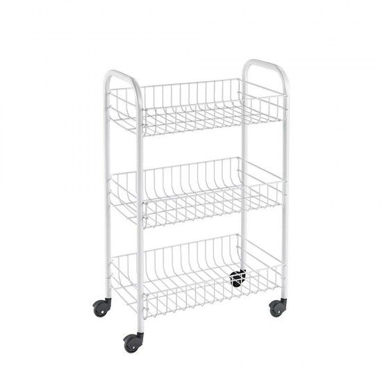 Carro multisos 3 prateleiras 41x23x63cm branco ref. 77265 METALTEX