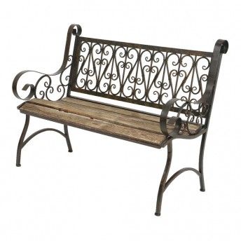 Banco de ferro com assento de madeira 115x59x91cm modelo: bordeaux ref. 75347 NULL