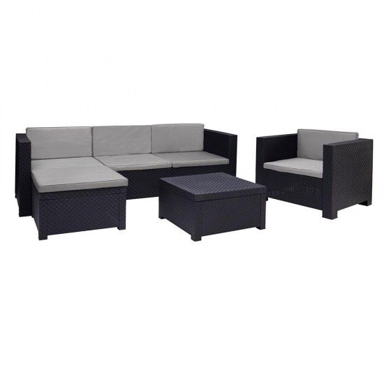 Conjunto jardim/terrao sof+cadeiro+mesa sof: 190x66x72 cadeiro: 74x76x72cm mesa: 57x57x34cm man