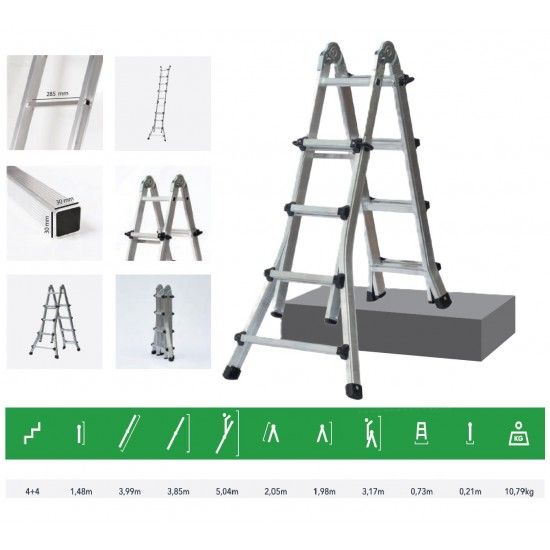 Escada articulada telescpica 4+4 aluminio Teicocil