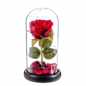 Rosa vermelha eterna leds cpula de vidro 20cm ref. 77760 CAISON