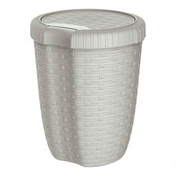 Balde com tampa 8l 23x29cm (altura) cor creme imitao vime/rattan ref. 77858 MONDEX