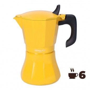 Cafeteira de alumnio de 6 chvenas mod: "petra" cor mostarda . ref. 78682 OROLEY