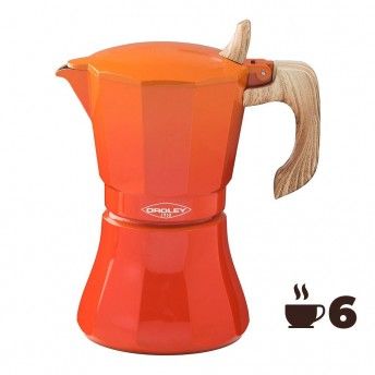 Cafeteira de alumnio de 6 chvenas mod: "petra" cor de laranja ref. 78667 OROLEY