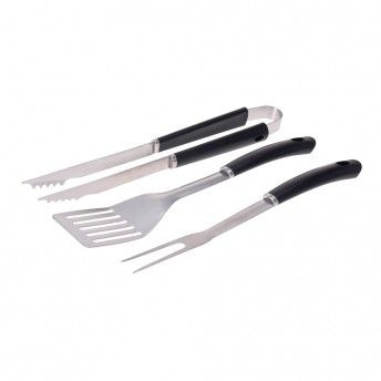 Set de 3 utenslios para churrasqueira. pvc/ao inoxidvel cor preto edm ref. 73848 VAGGAN