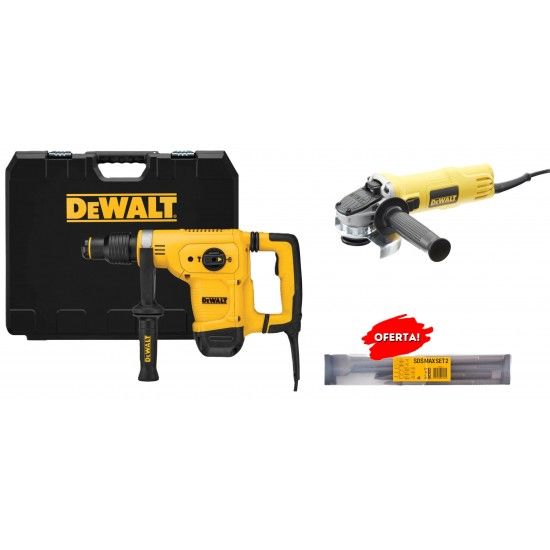 Martelo D25810K-QS + Rebarbadora DWE4056-QS + KIT PONTEIROS/CINZEIS SDSMAXSET2-QZ CPROF622 DEWALT