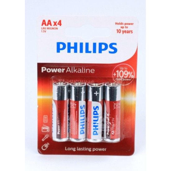 Pilha Power Alcalina, LR6, AA, 4Un - Philips  ref. 50201