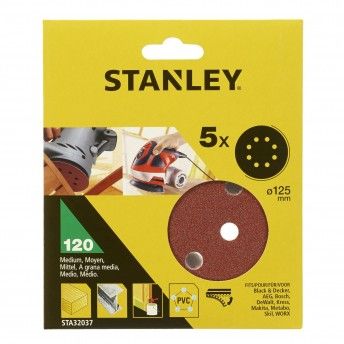 5 Discos  125 mm Para Lixadora rotorbital ref STA32037-XJ STANLEY