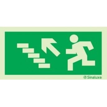 Sinal de evacuao, escada a subir  esquerda, 400x200 PVC opaco ref P0002 Sinalux