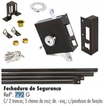 Fechadura canho cruz 12 direita c/trancas Ref 792 Teicocil