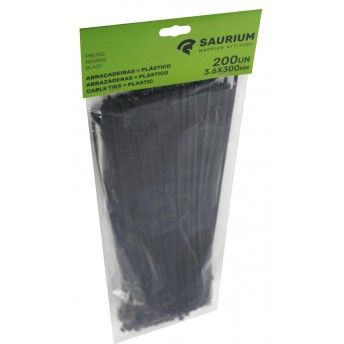 Abraadeira Preta Plstica, 3.6x300mm, 200Un  ref. 48757 SAURIUM