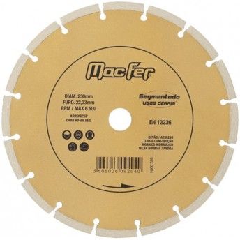 Disco diam. MacFer Segmentado 230mm ref 092.0004 MACFER