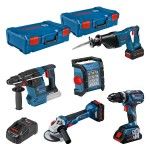 KIT Aparaf GSB18V-60 + Rebarb GWS + Martelo GBH+ Serra sabre GSA+ Projector GLI+ 3PC+ L Bosch KIT Aparaf GSB18V-60 + Rebarb GWS + Martelo GBH+ Serra sabre GSA+ Projector GLI+ 3PC+ L Bosch