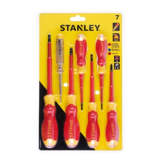 Jogo 7 chaves fenda isoladas Stanley STHT60031-0 Jogo 7 chaves fenda isoladas Stanley STHT60031-0