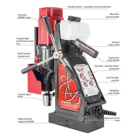 Coluna electromagnética (engenho) 1800w Element 75/3 Rotabroach Coluna electromagnética (engenho) 1800w Element 75/3 Rotabroach