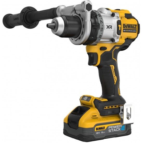 Aparafusadora Dewalt c/percusso XR 18V + 2 baterias Powerstack 5.0Ah + carregador e mala DCD1007H2T