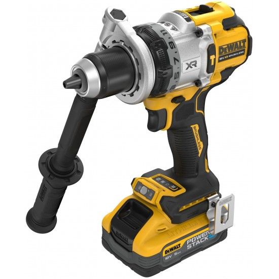 Aparafusadora Dewalt c/percusso XR 18V + 2 baterias Powerstack 5.0Ah + carregador e mala DCD1007H2T