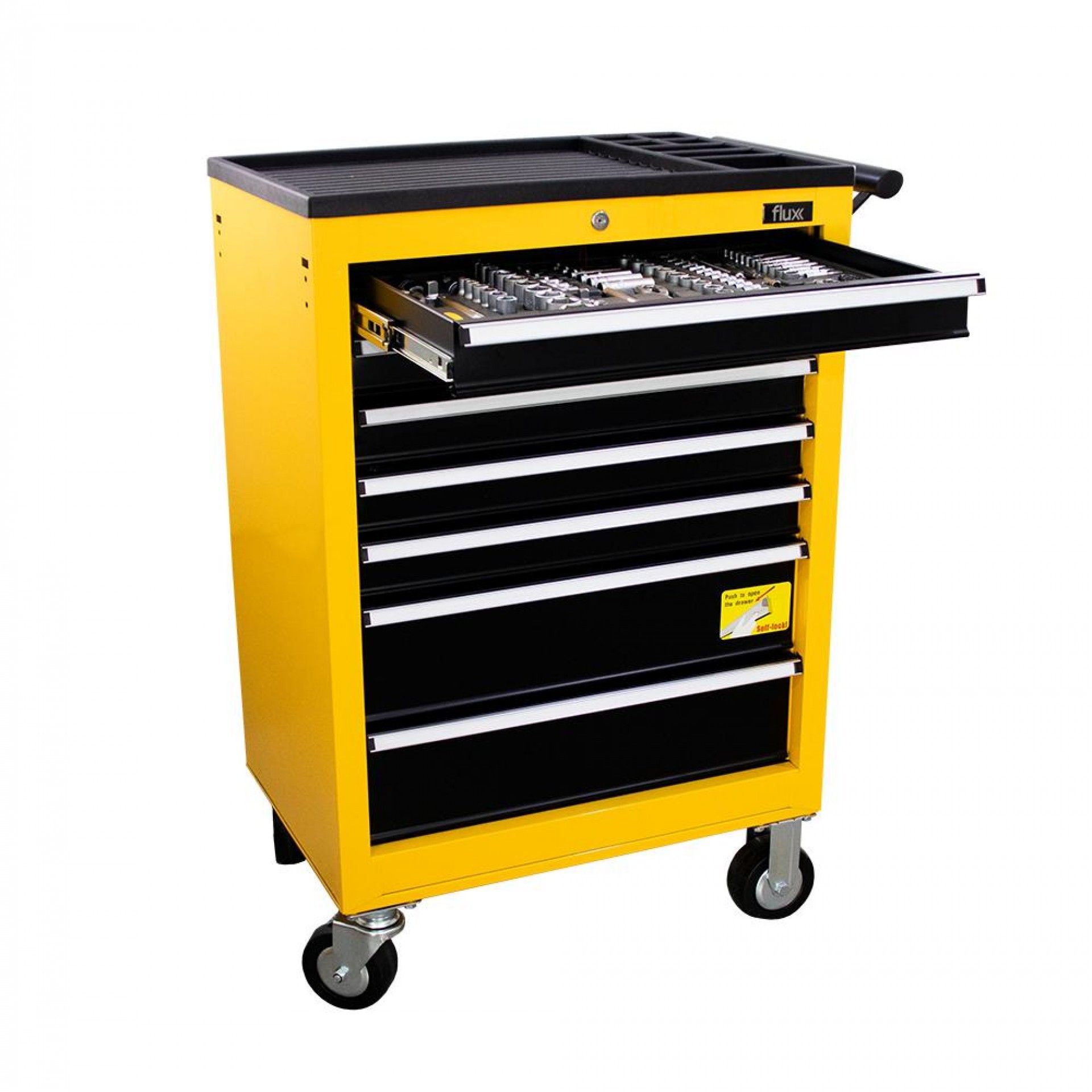 Carro Metálico 7 Gavetas com Ferramentas 222 peças refª FCM7GF222 FLUX