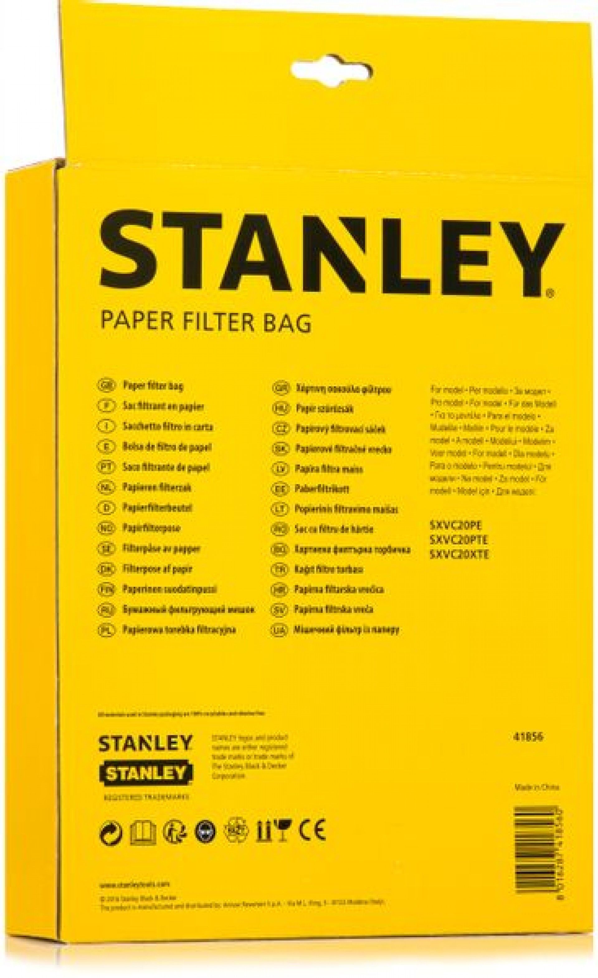 Saco p/aspirador 20L 5pç refª 41856 Stanley