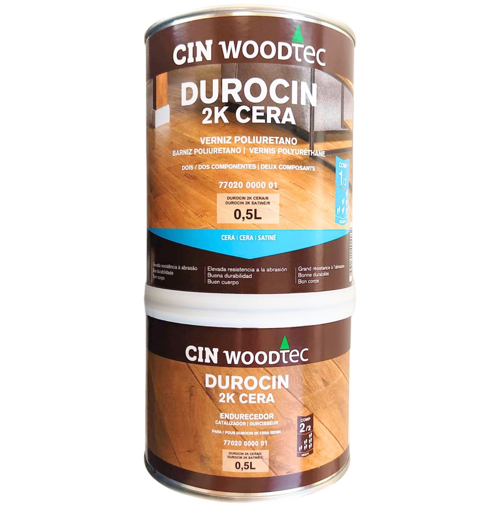 Verniz poliuretano solvente cera bi-componente 0.5L + Cura 0.5L DUROCIN 2K refª 77-021+77-022 Cin