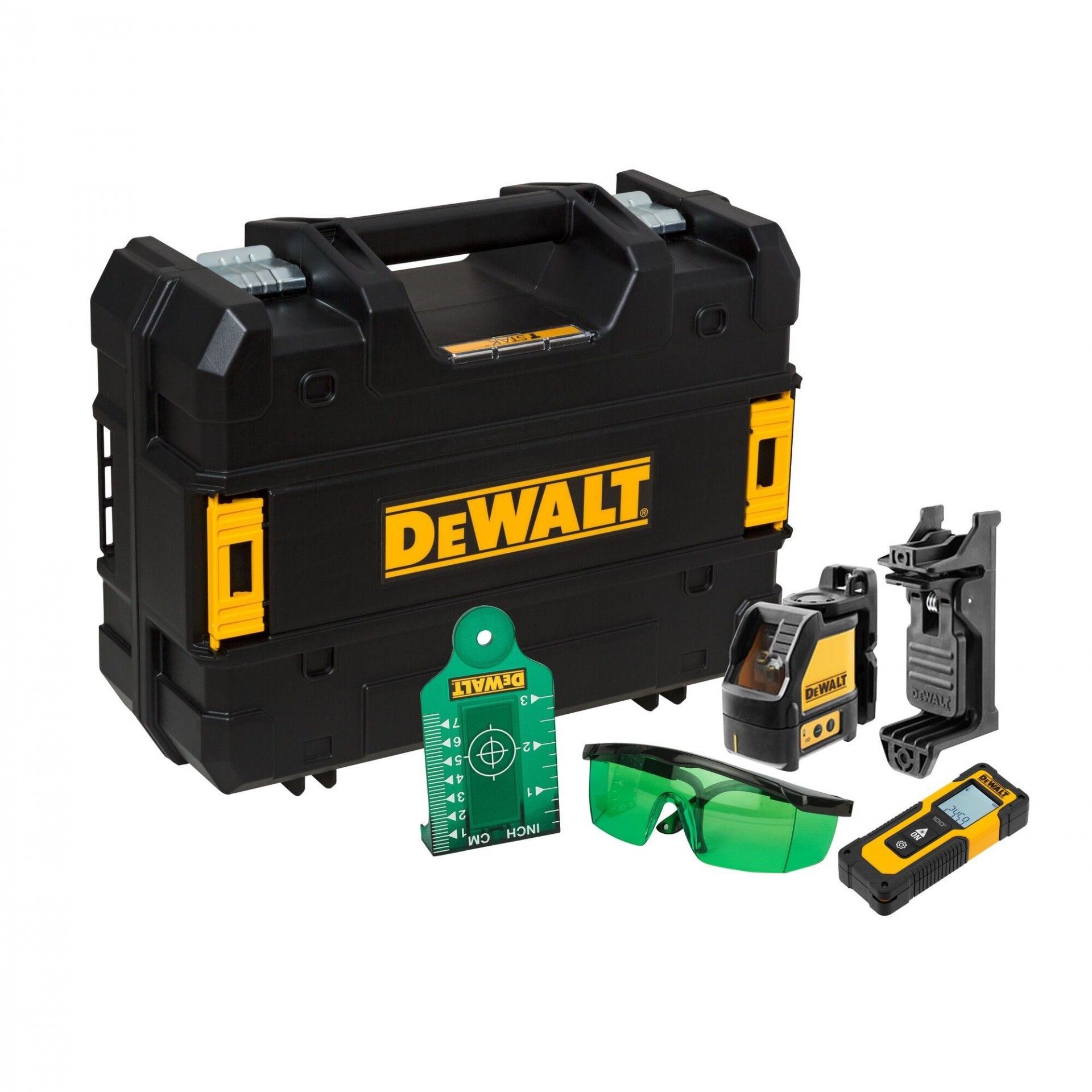 Kit laser linhas cruzadas verde (DW088CG) + Medidor (DWHT77100) refª DW0887100-1 DeWalt