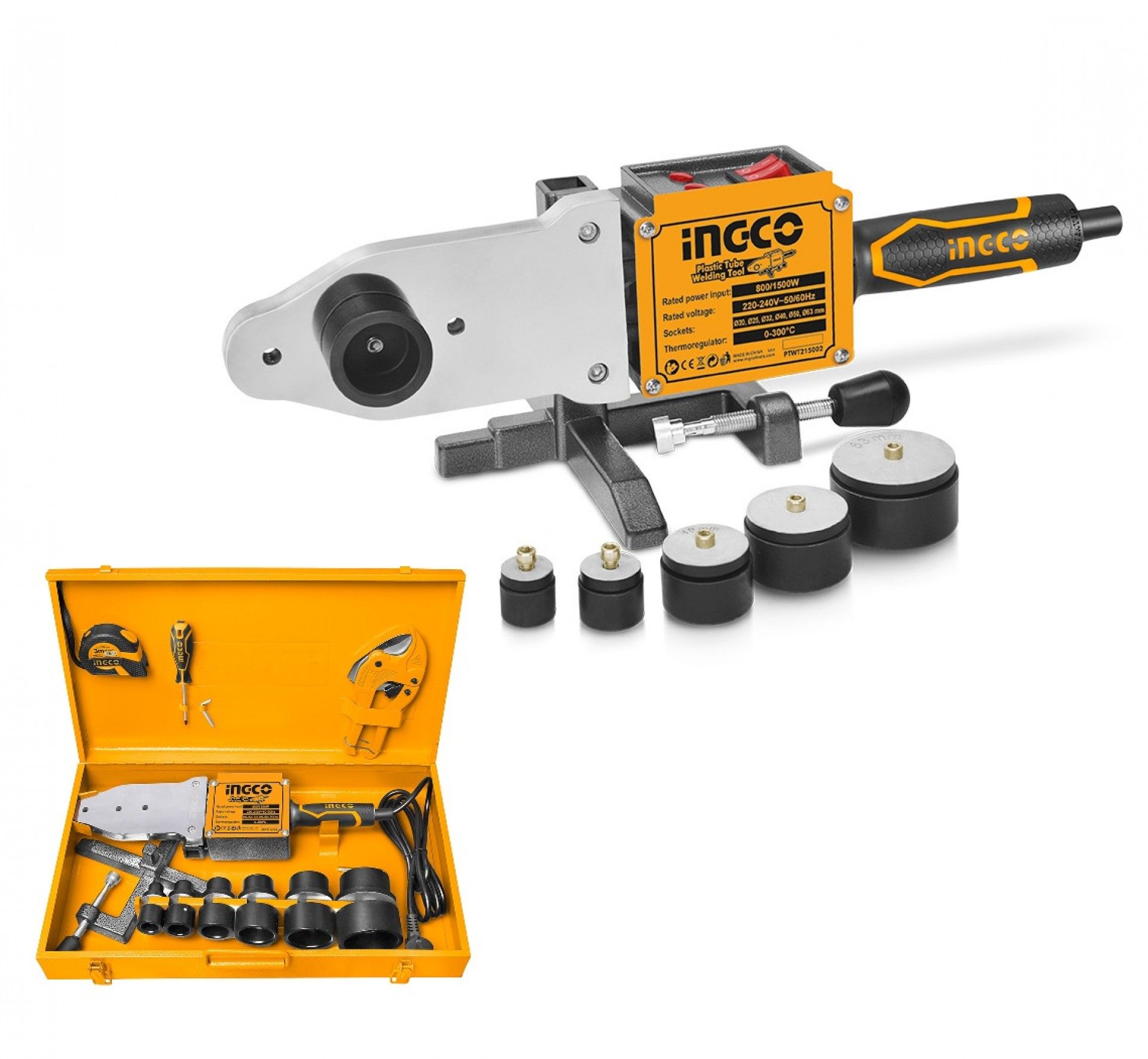 Máquina Polifusora de Soldar Tubos PPR Ingco 800wc/mala e acessórios PTWT215002
