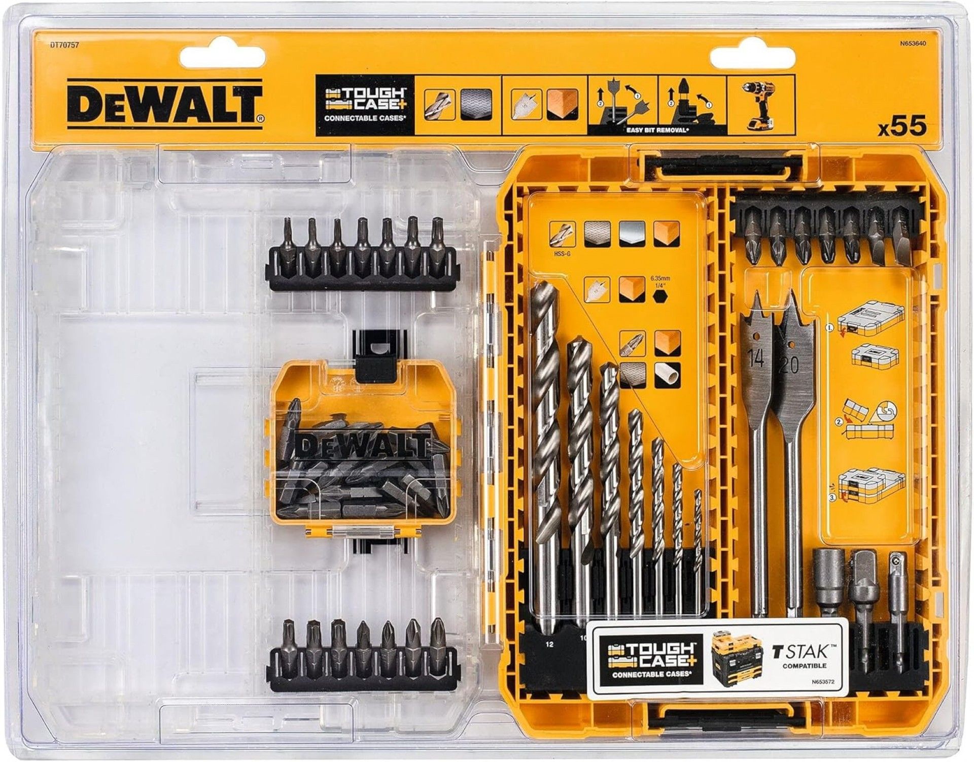 Kit brocas e bits ¼ Dewalt 55 peças DT7075-QZ