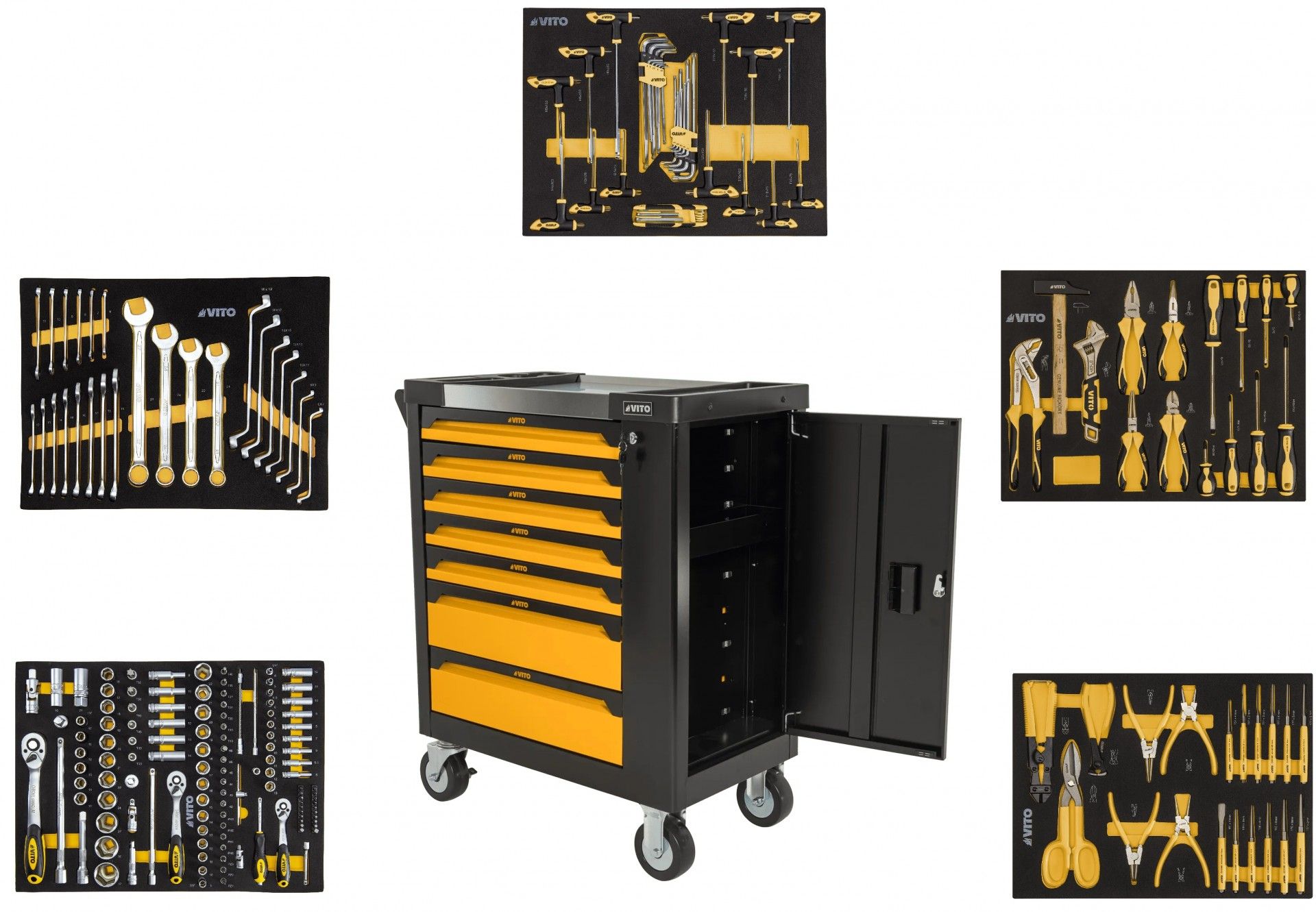 Carrinho 7 gavetas e 221 ferramentas refª VITCF7G VITO