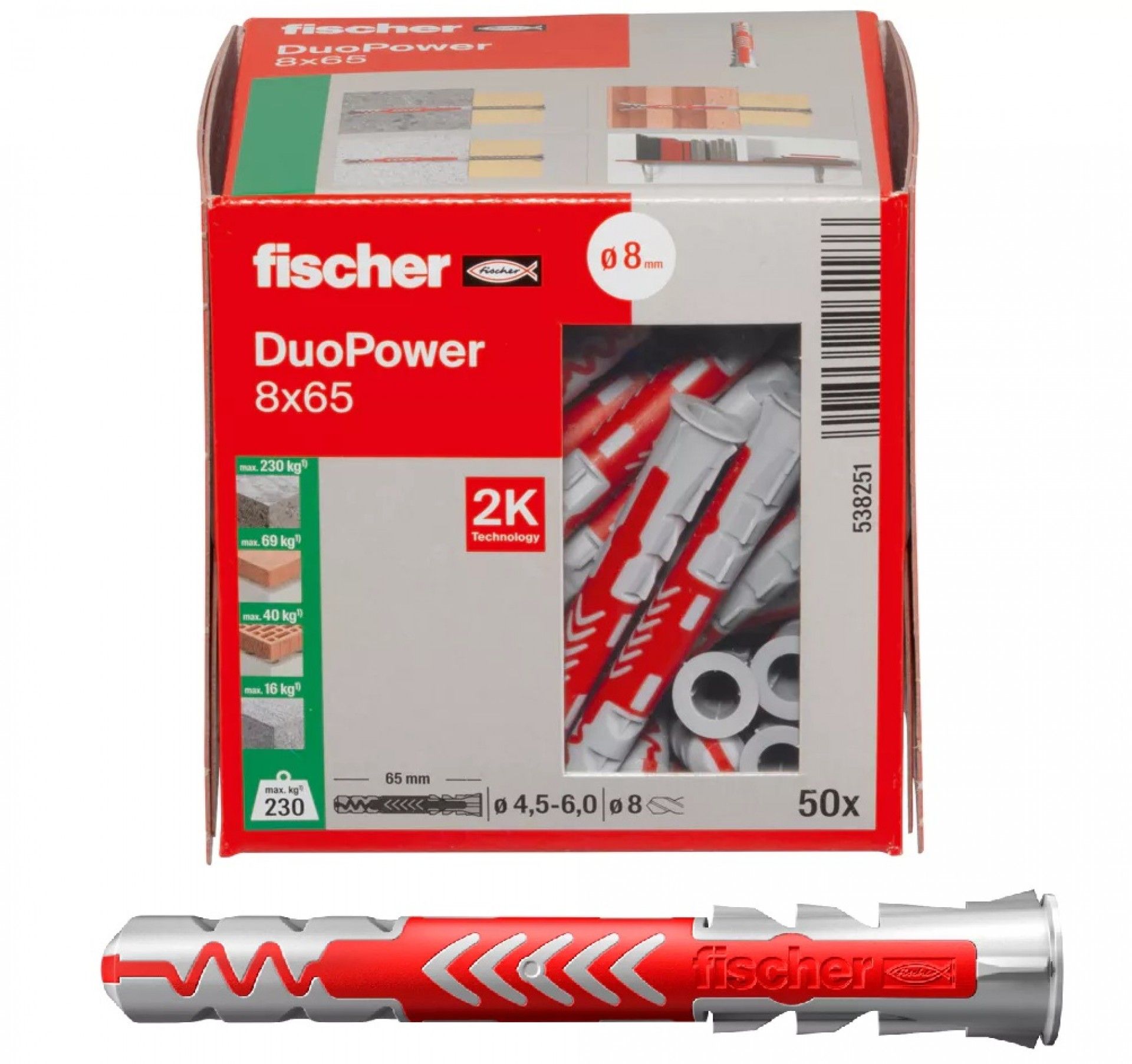 Bucha Fischer DuoPower 8x65mm 50pç 538251