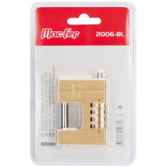 Cadeado rect. Lat�o c/segrado 60mm MacFer 2006-60-BL [150.0038]