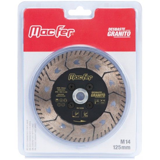 Disco diam 125mm desbaste granito c/flange M14 3x25mm [092.0160] MacFer