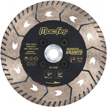 Disco diam 125mm desbaste granito c/flange M14 3x25mm [092.0160] MacFer