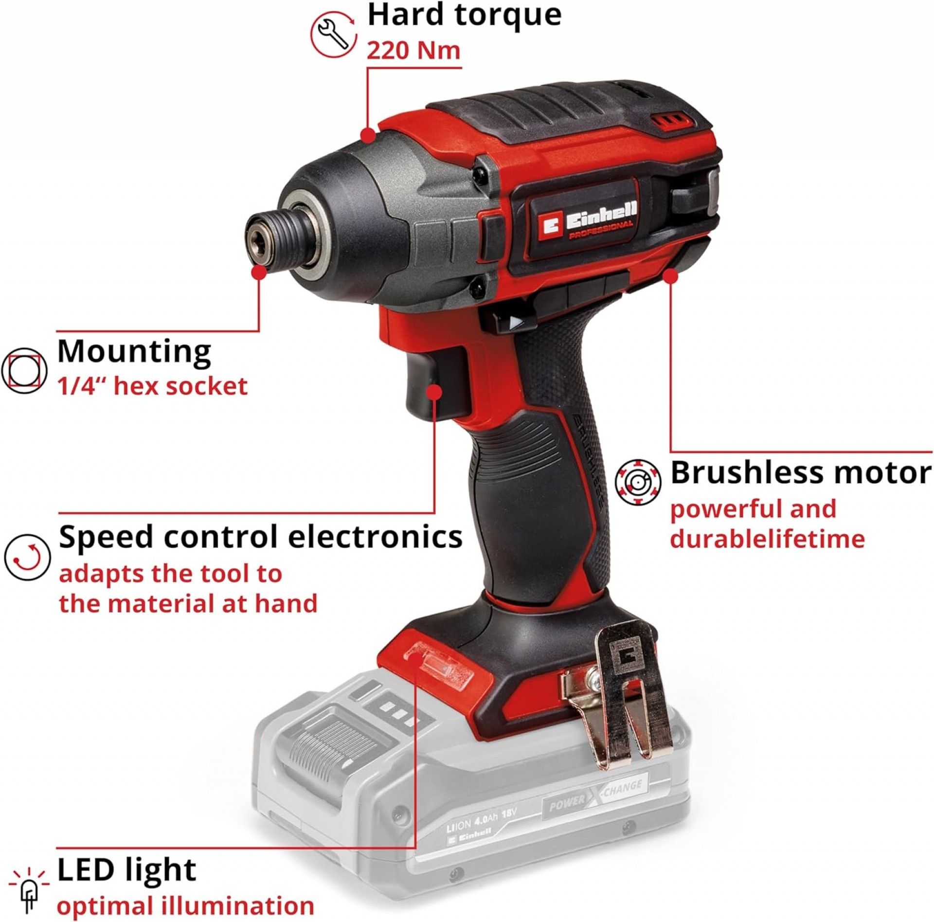 Aparafusadora de impacto TP-CI 18/220 Li Solo brushless 4510085 EINHELL